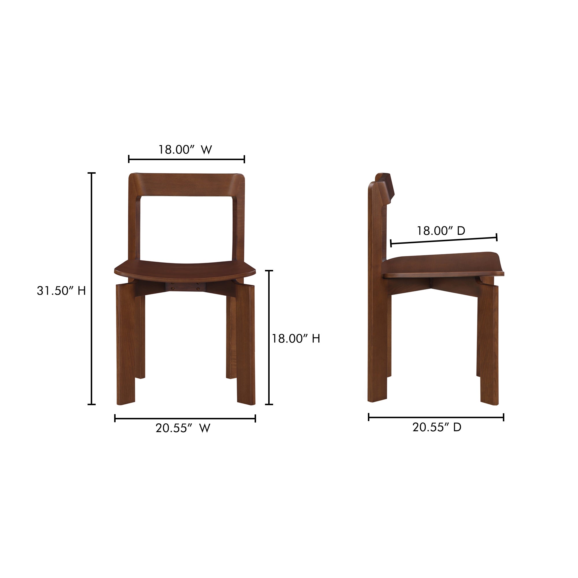 Daifuku Dining Chair Brown – Set Of Two - 1630Living