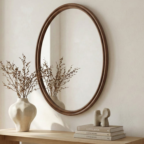 Alcott Oval Mirror Walnut - 1630Living