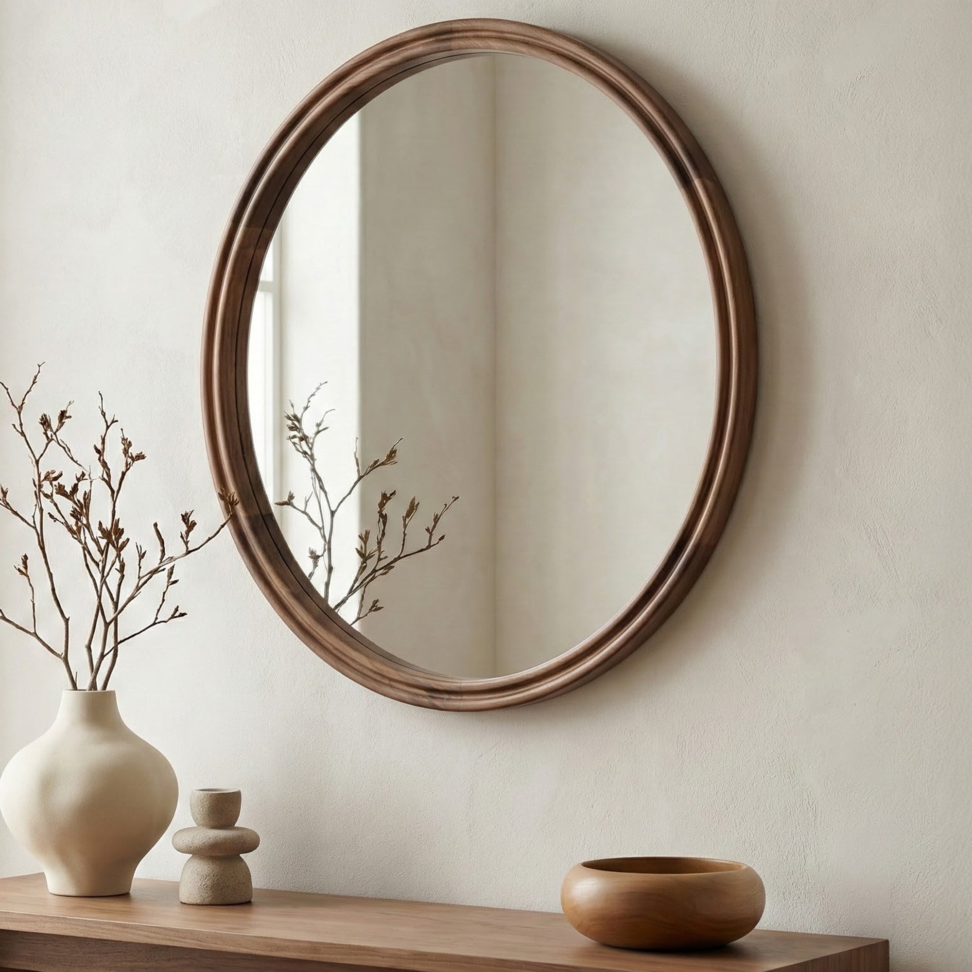 Alcott Small Round Mirror Walnut - 1630Living