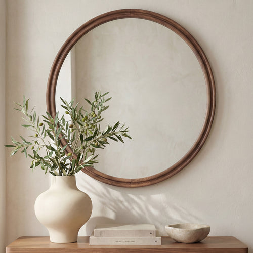 Alcott Large Round Mirror Walnut - 1630Living