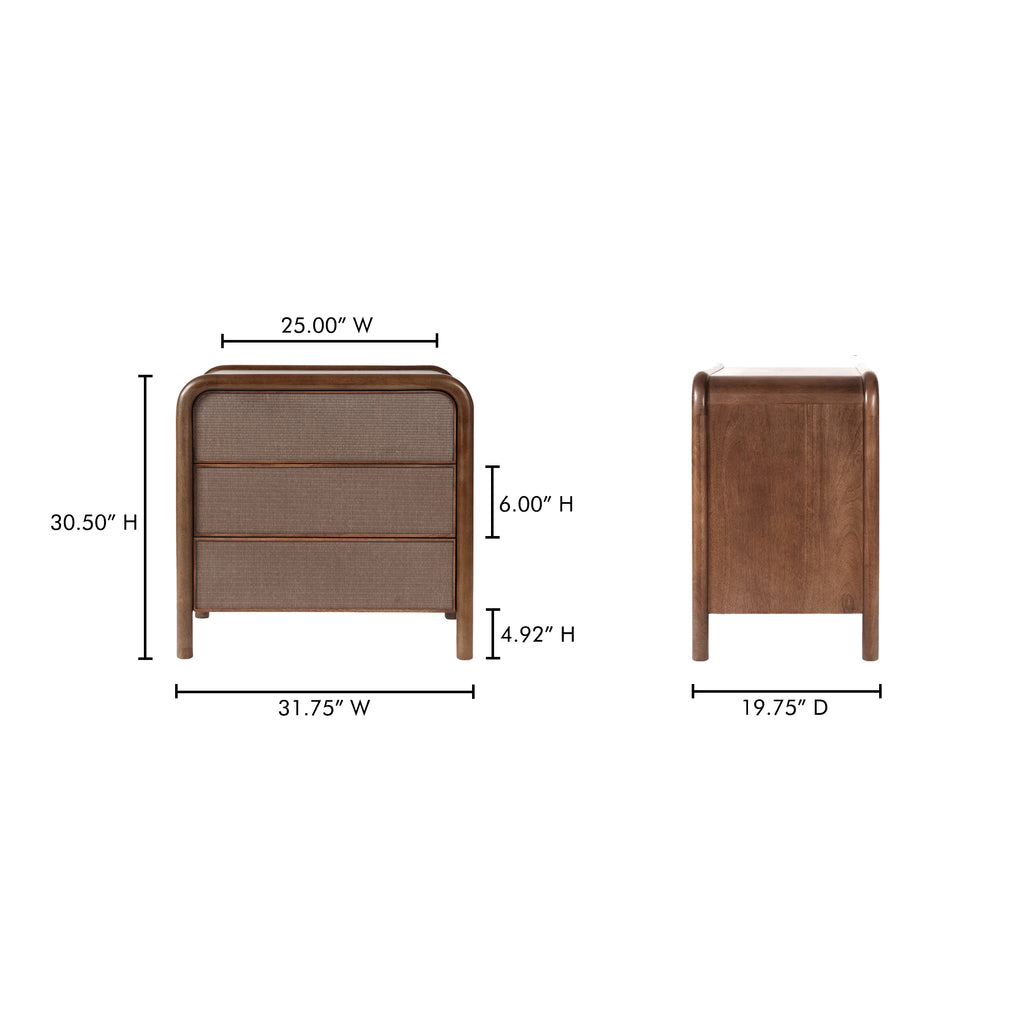 Rye 3 Drawer Nightstand Warm Brown - 1630Living