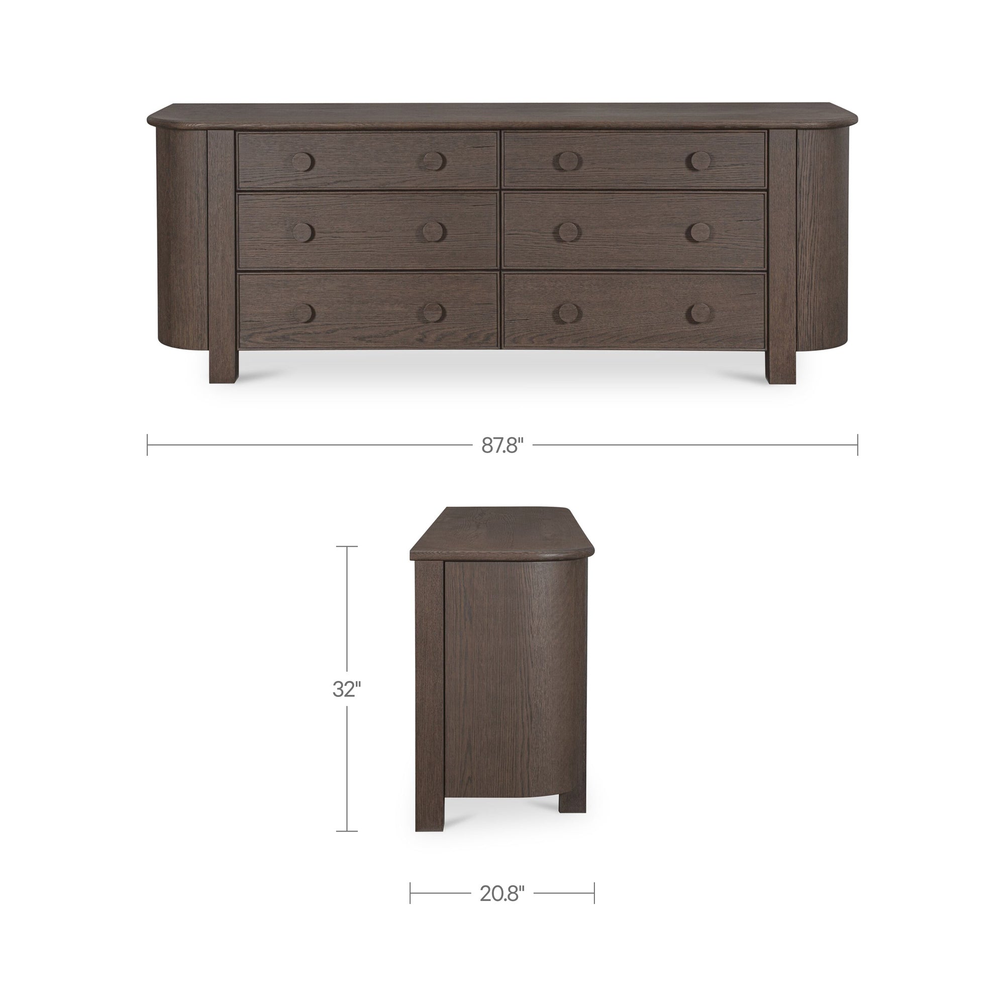 Loren 6 Drawer Dresser Dark Brown - 1630Living