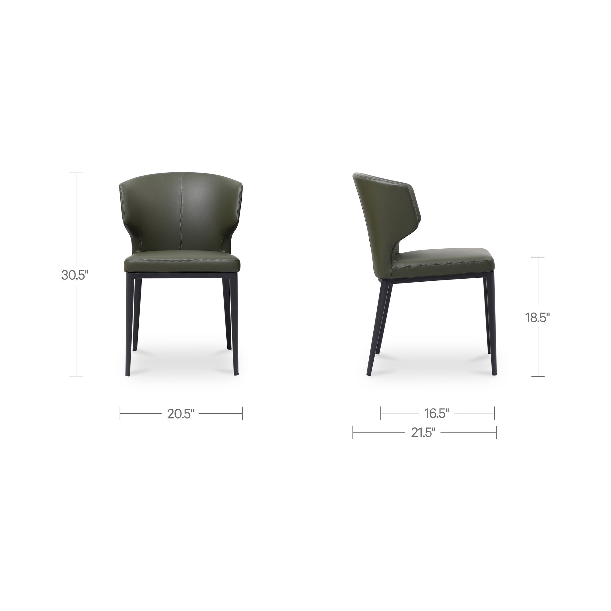 Delaney Dining Chair Dark Green - Set of Two - 1630Living