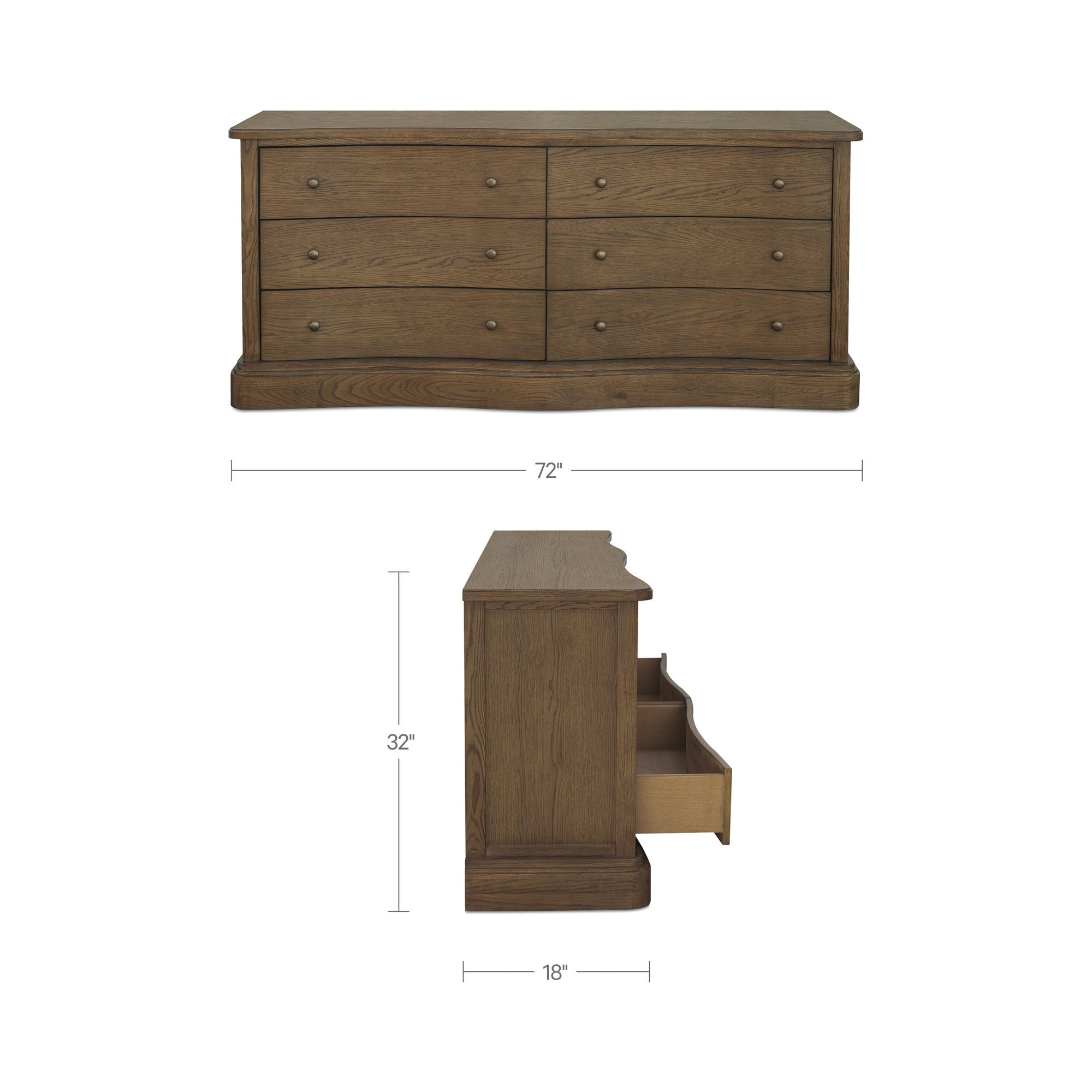 Clarence 6 Drawer Dresser Warm Brown - 1630Living
