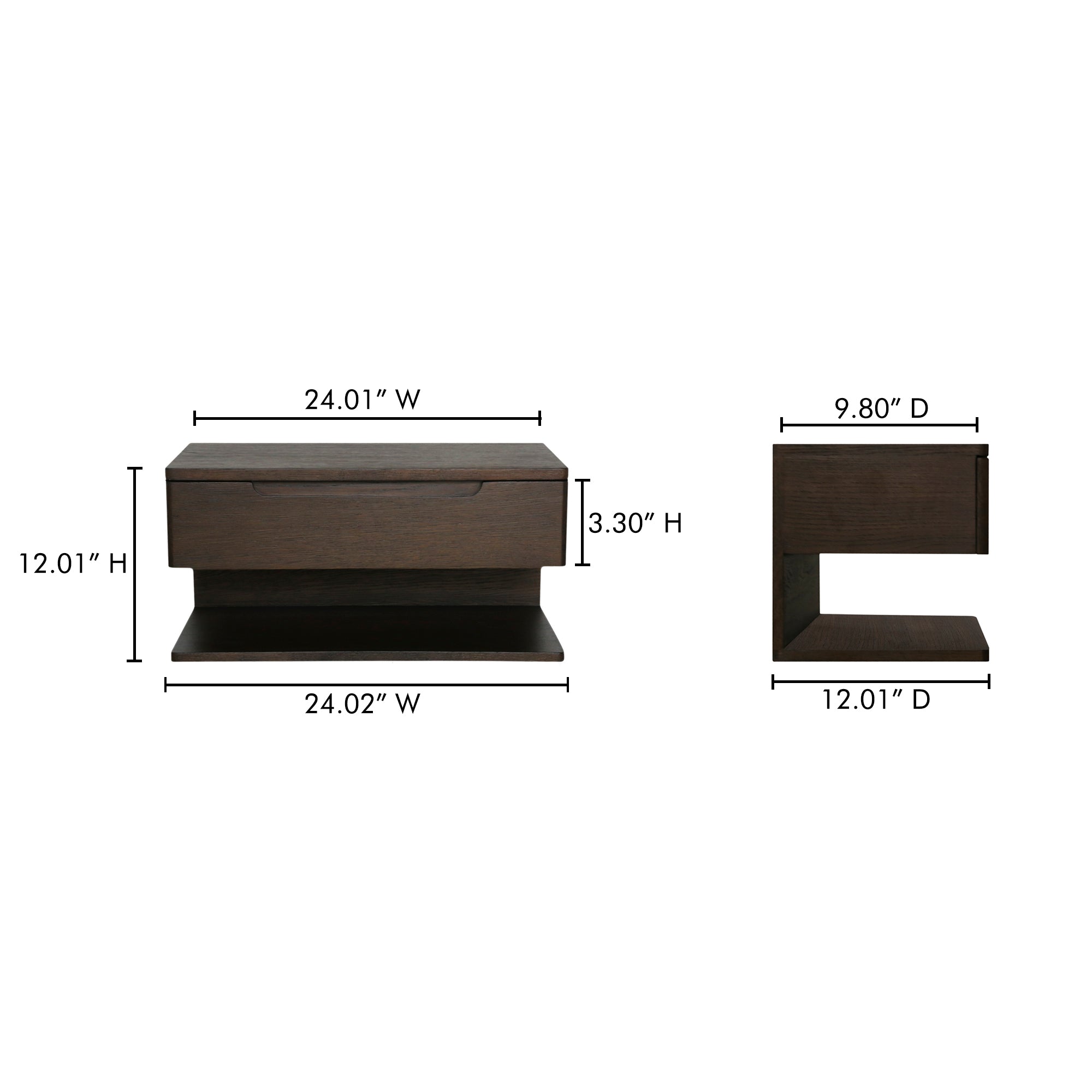 Jonah Floating Nightstand Dark Brown - 1630Living