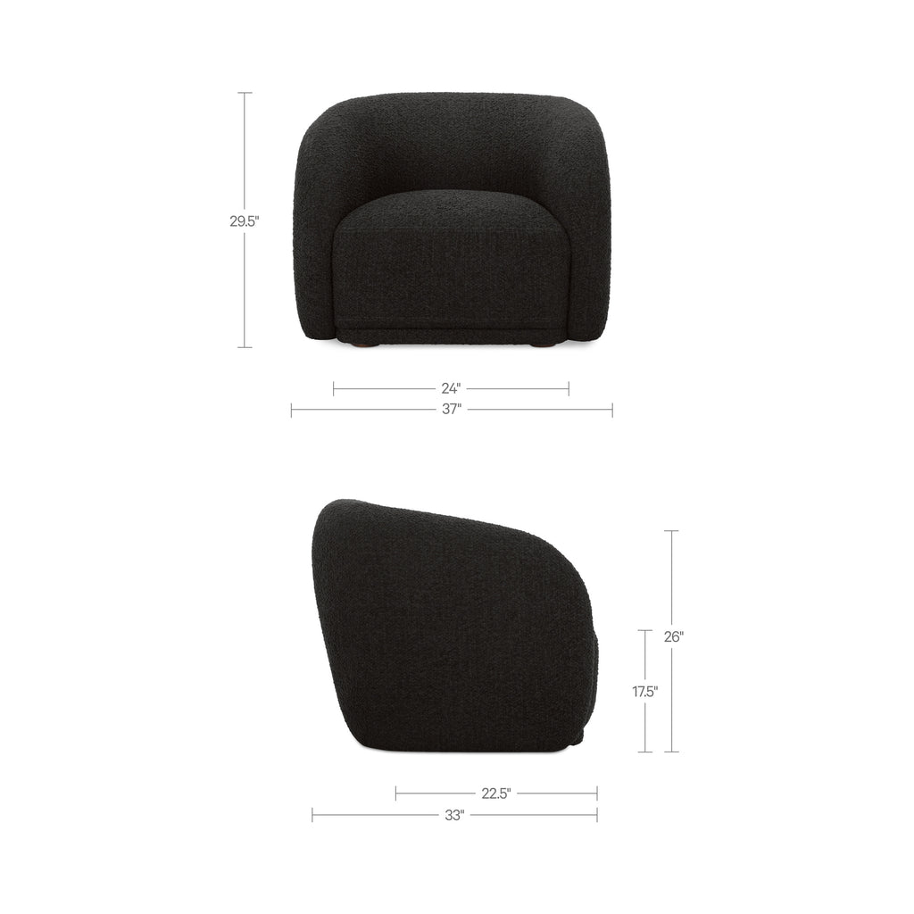 Faye Accent Chair Black Boucle - 1630Living