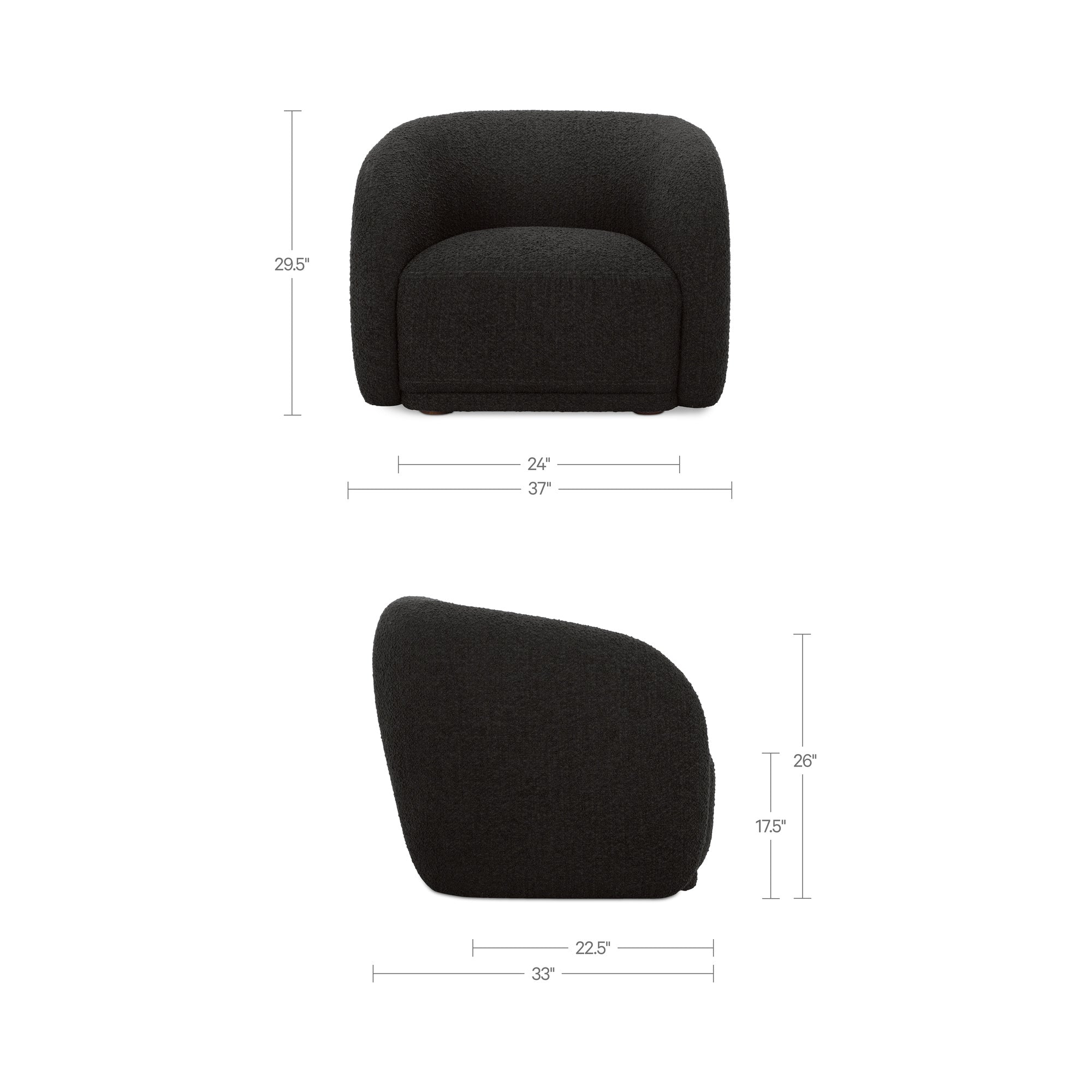 Faye Accent Chair Black Boucle - 1630Living