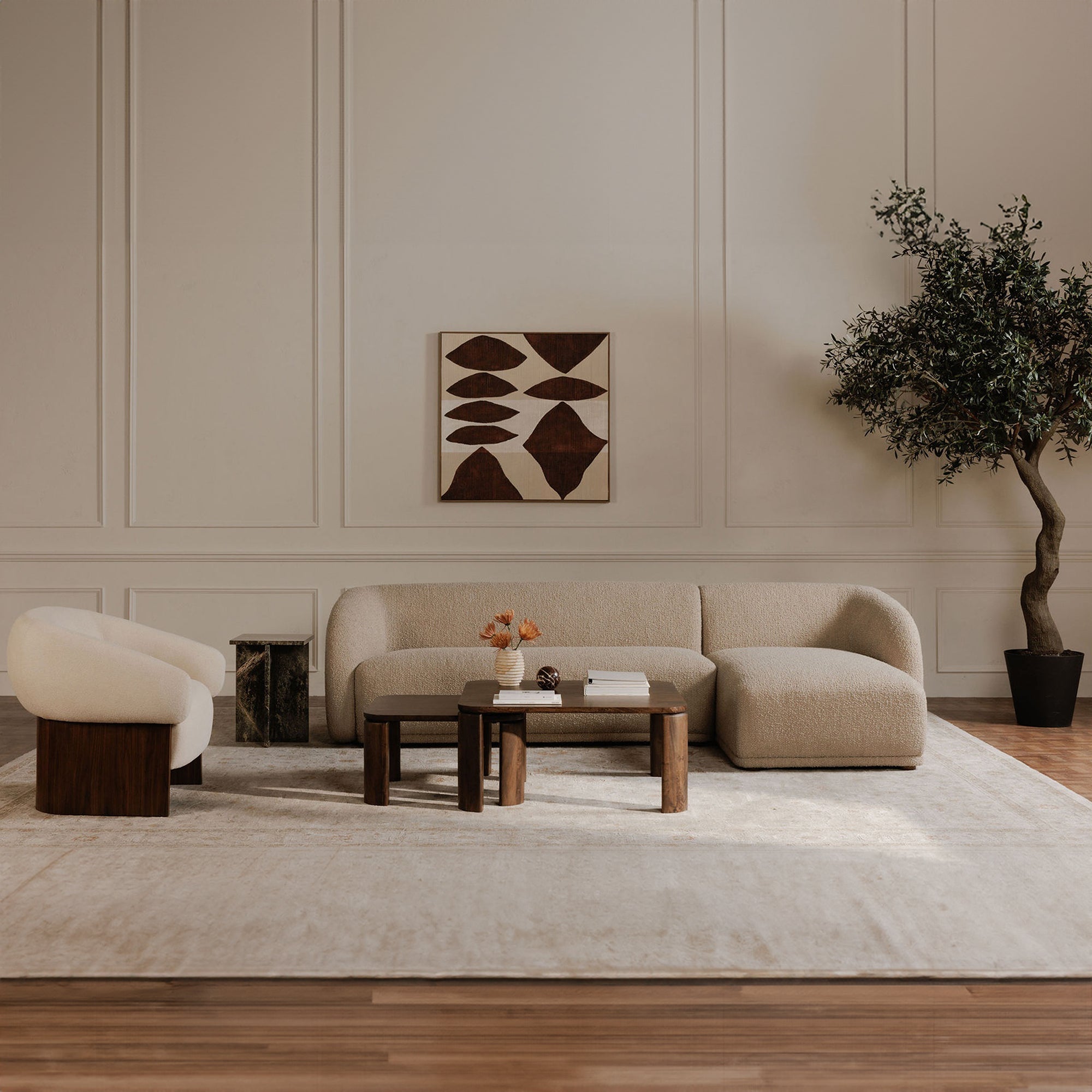 Faye Right Sectional Beige Boucle - 1630Living
