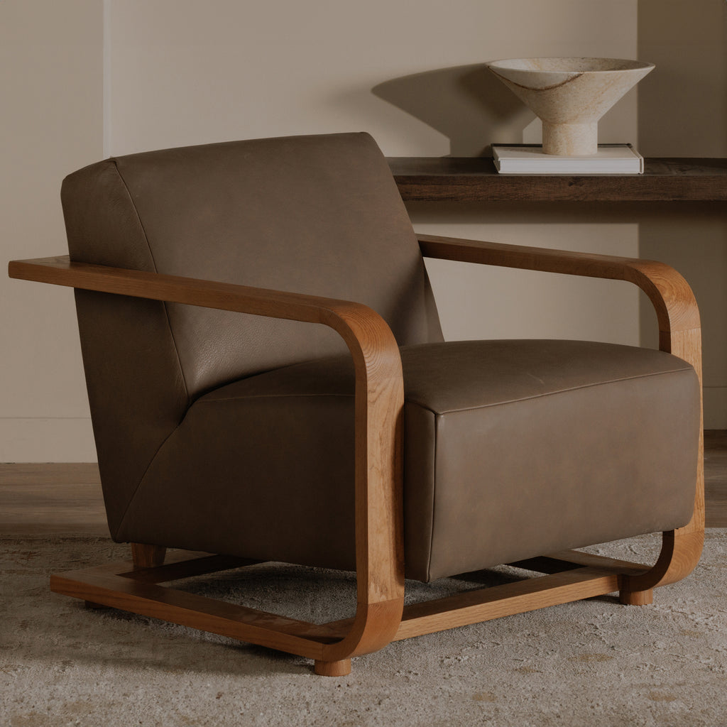 Eckersley Lounge Chair Cool Brown Leather - 1630Living