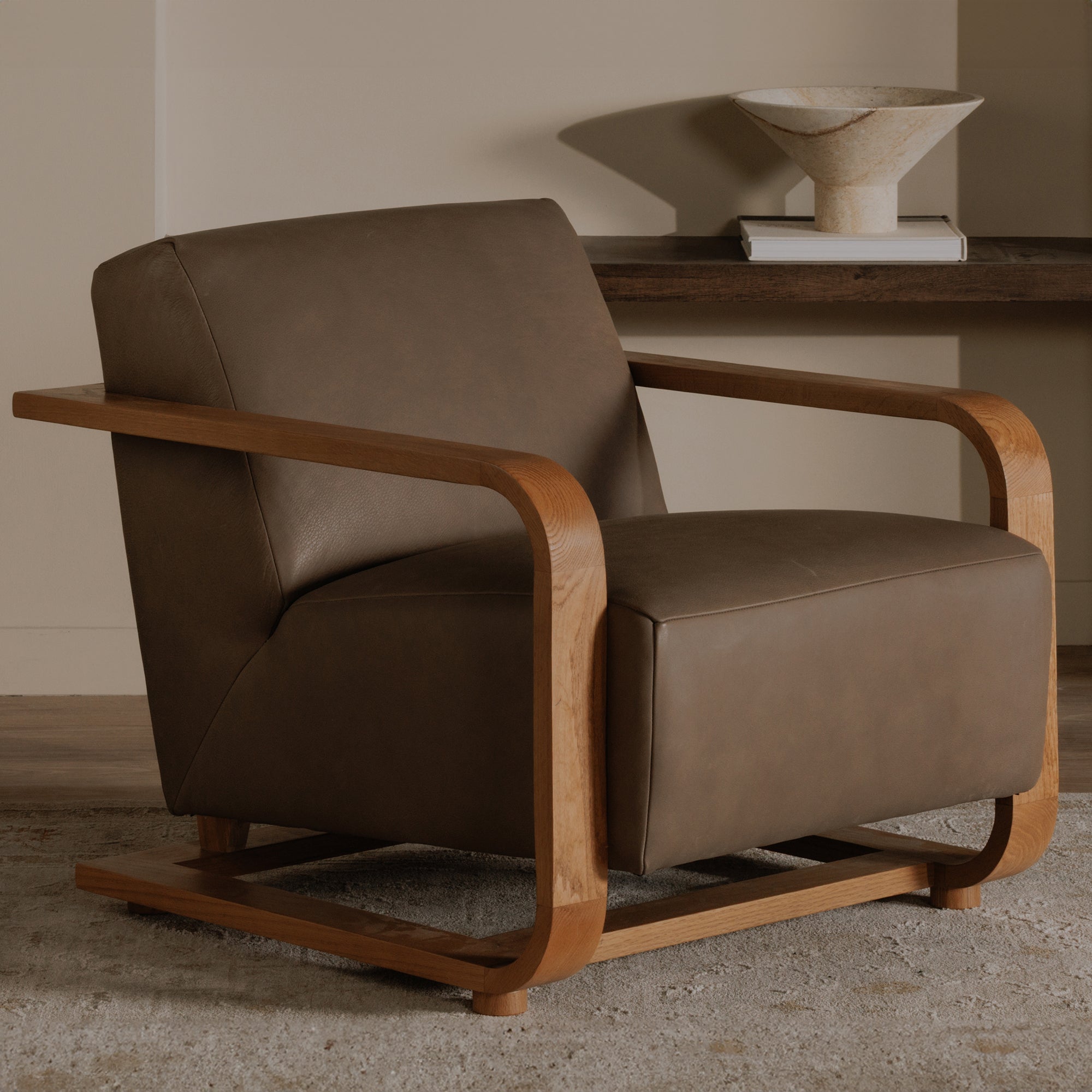 Eckersley Lounge Chair Cool Brown Leather - 1630Living