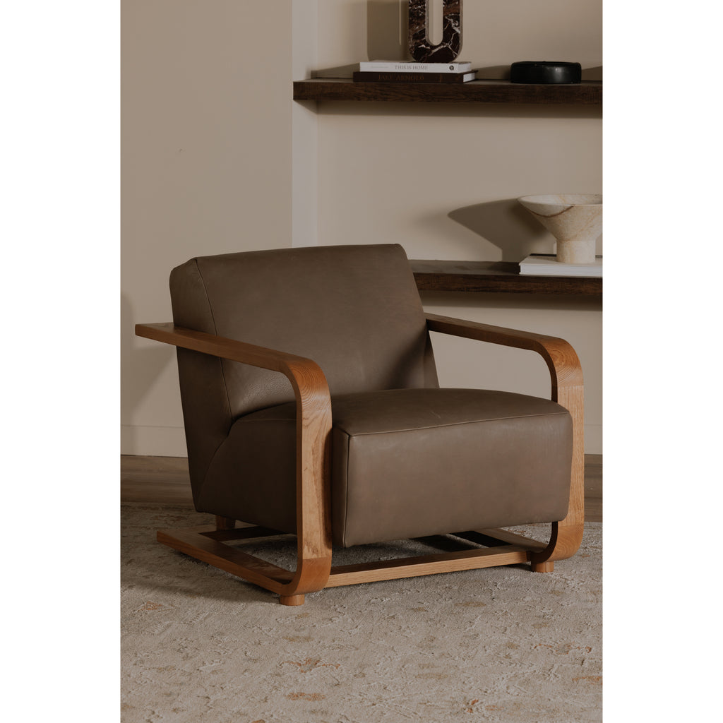 Eckersley Lounge Chair Cool Brown Leather - 1630Living