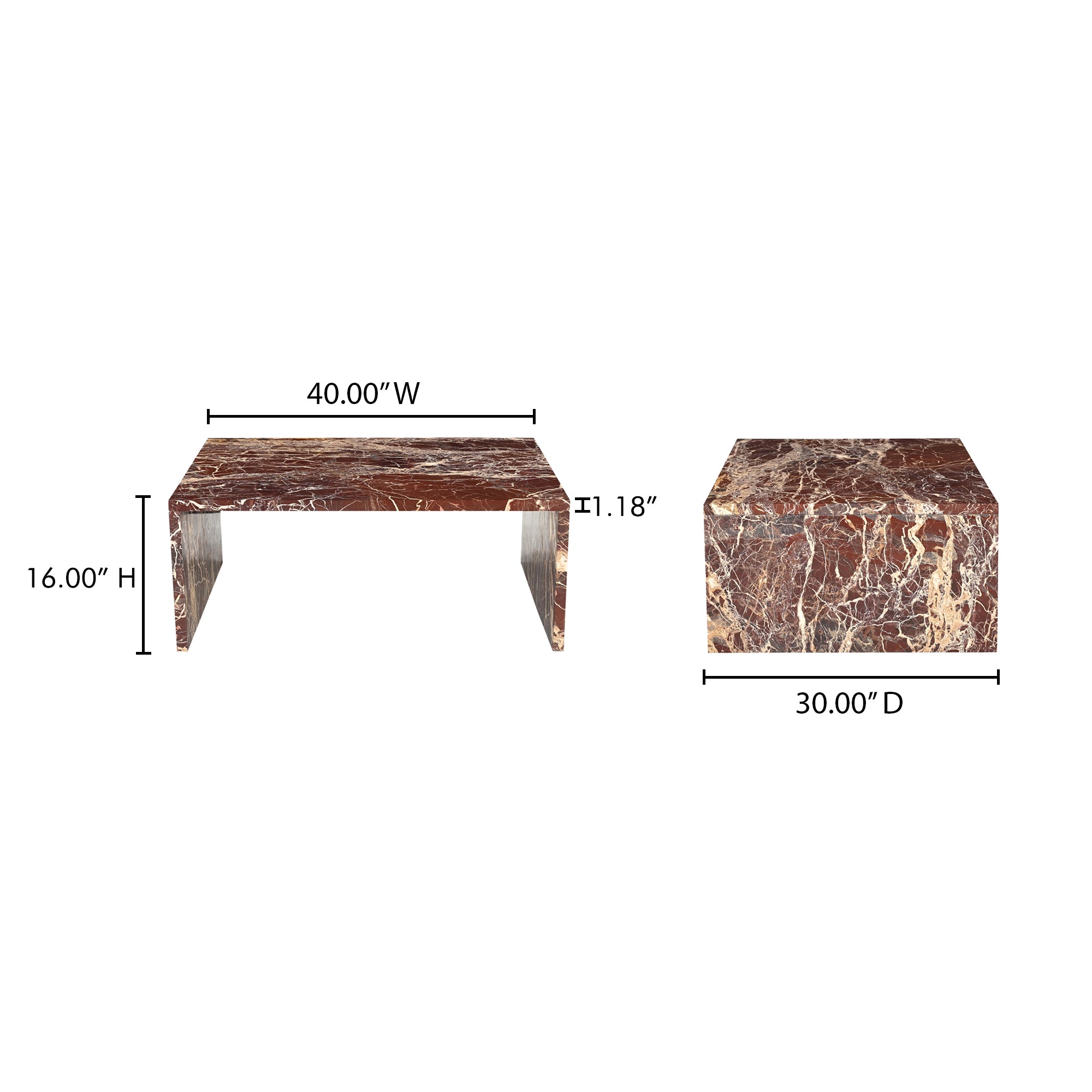 Rosa Coffee Table Rosso Levanto Marble - 1630Living