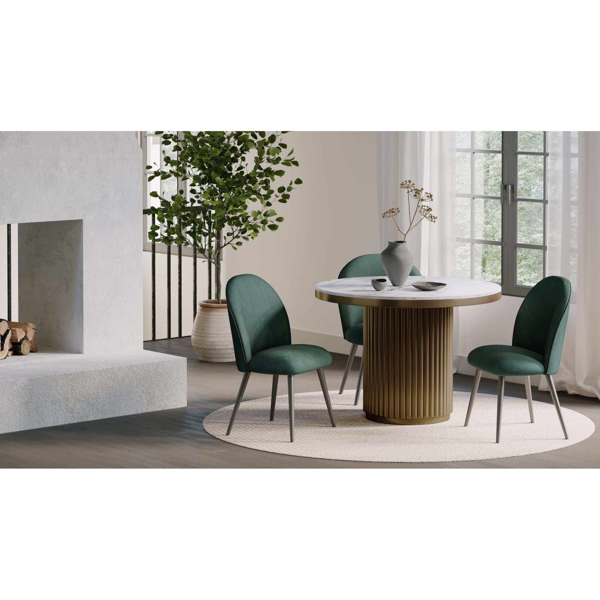 Tower Dining Table White Marble - 1630Living