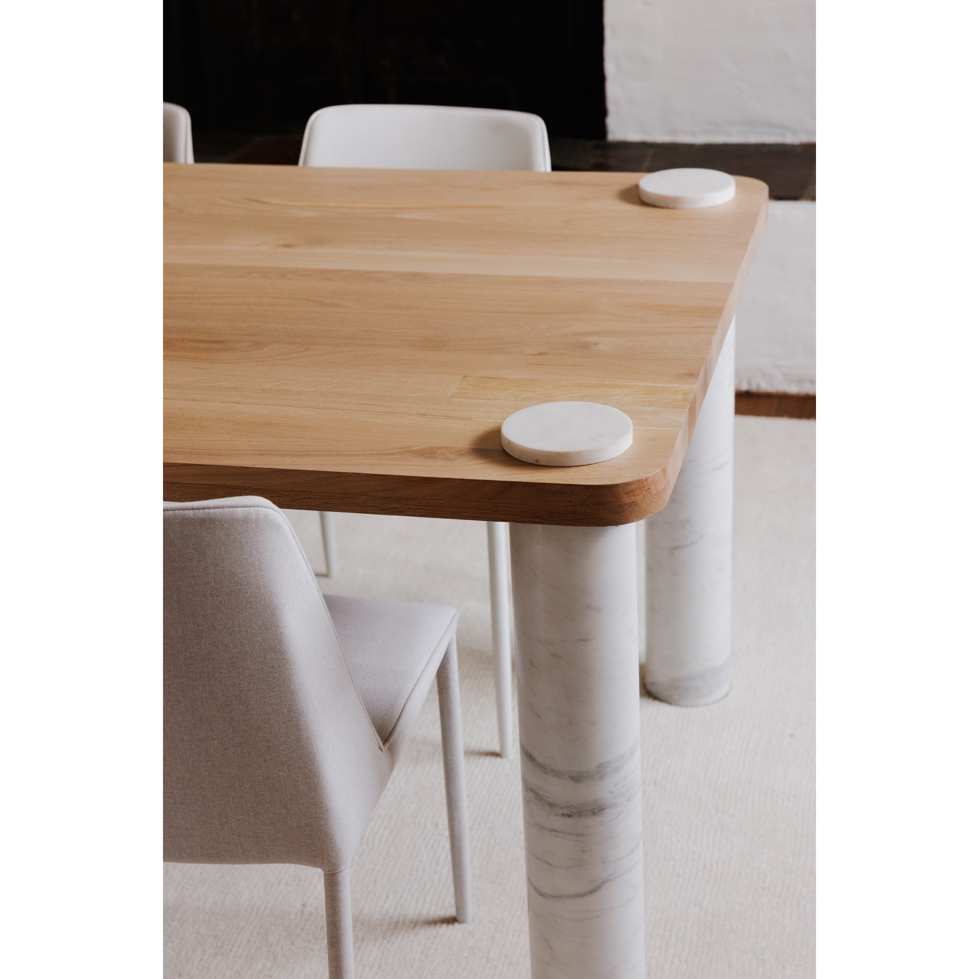Century Dining Table Natural White Marble Leg - 1630Living