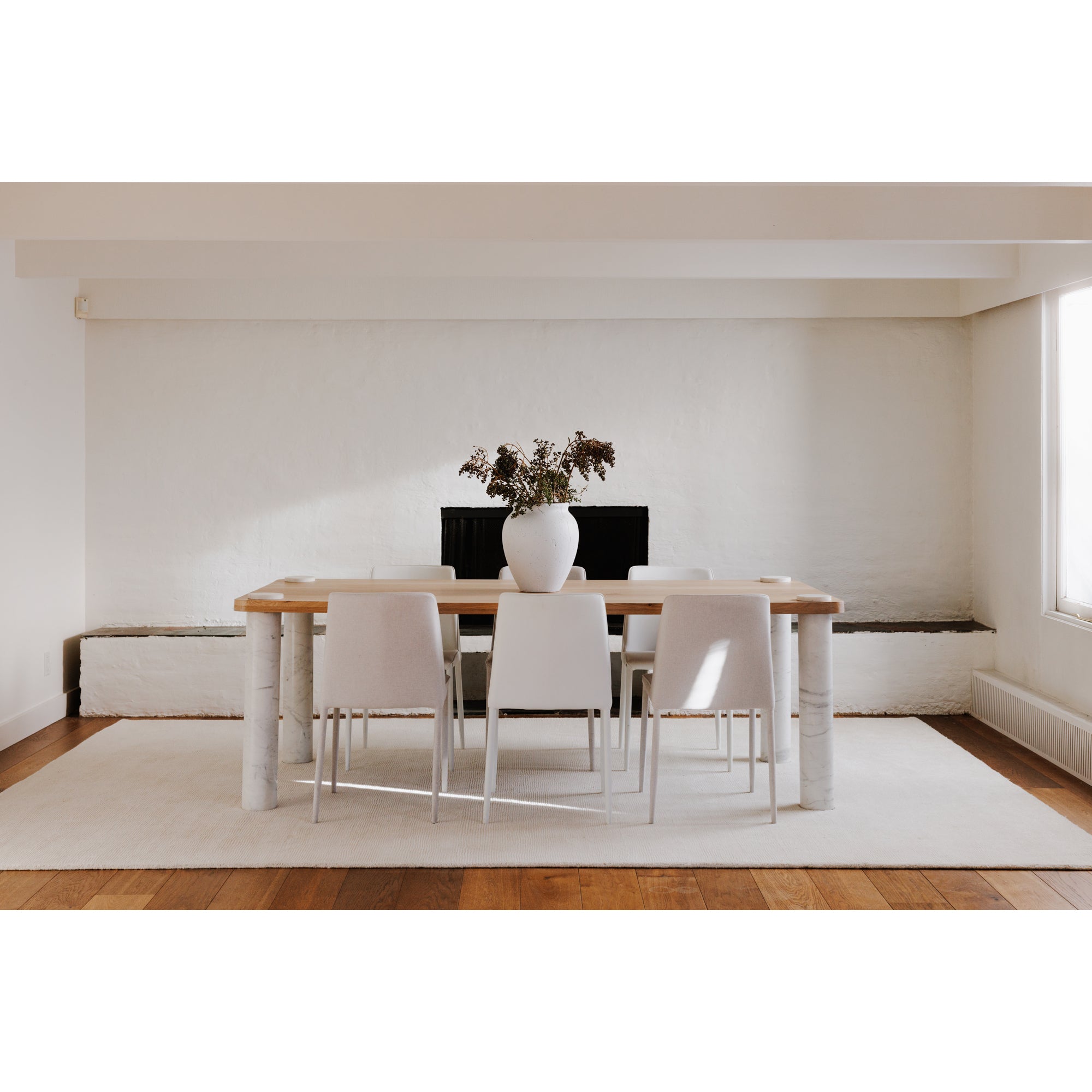 Century Dining Table Natural White Marble Leg - 1630Living
