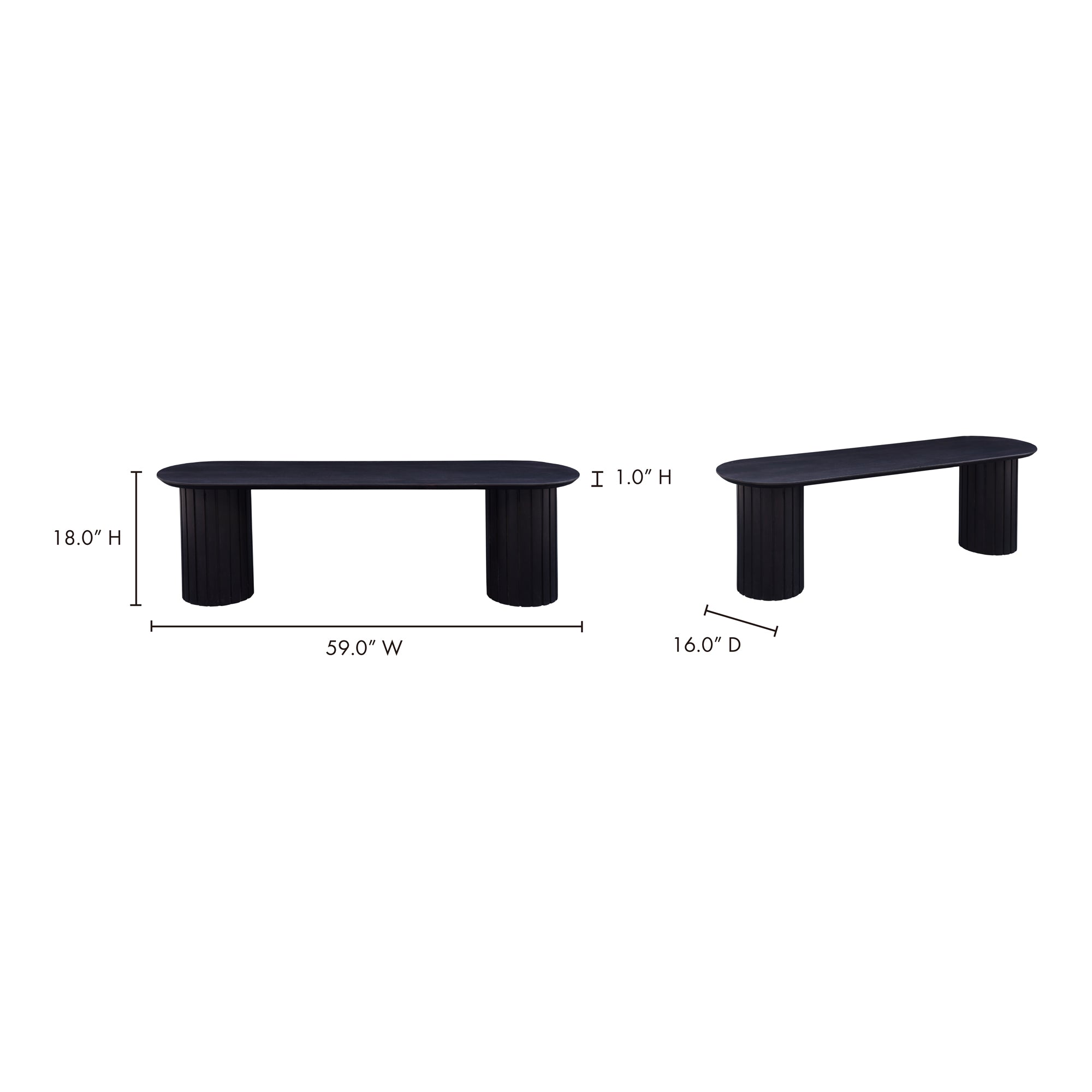Povera Dining Bench Black - 1630Living