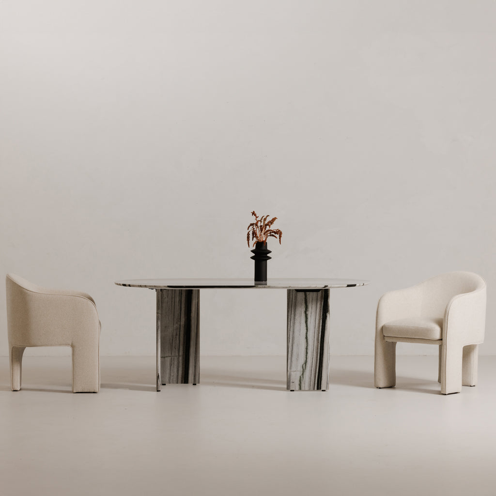 Celia Oval Dining Table Panda Marble - 1630Living