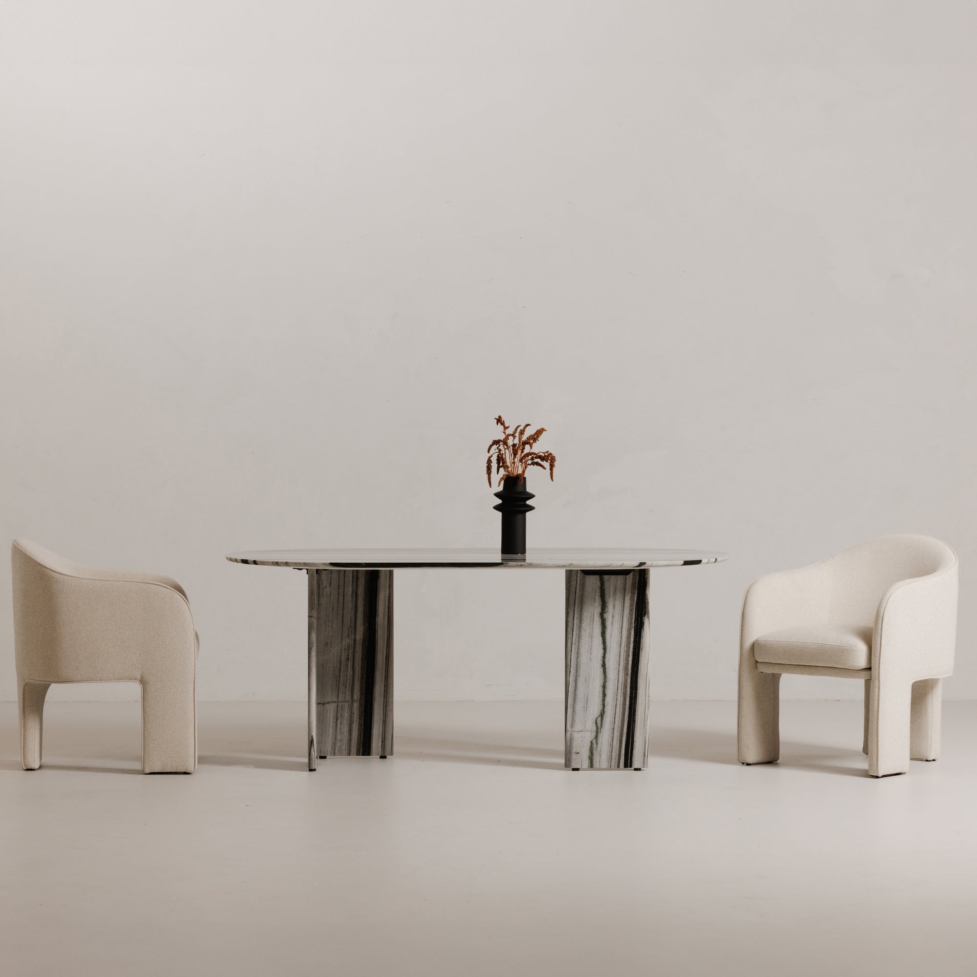 Celia Oval Dining Table Panda Marble - 1630Living