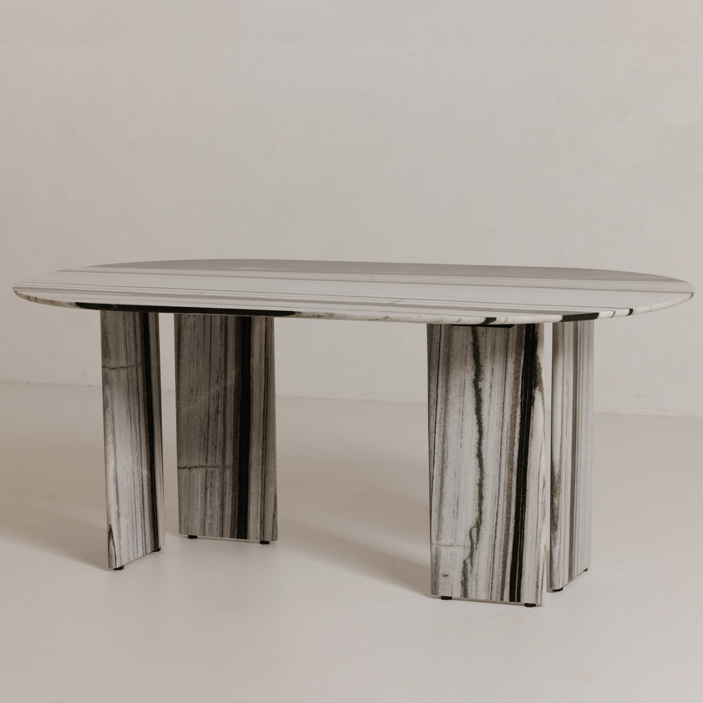 Celia Oval Dining Table Panda Marble - 1630Living