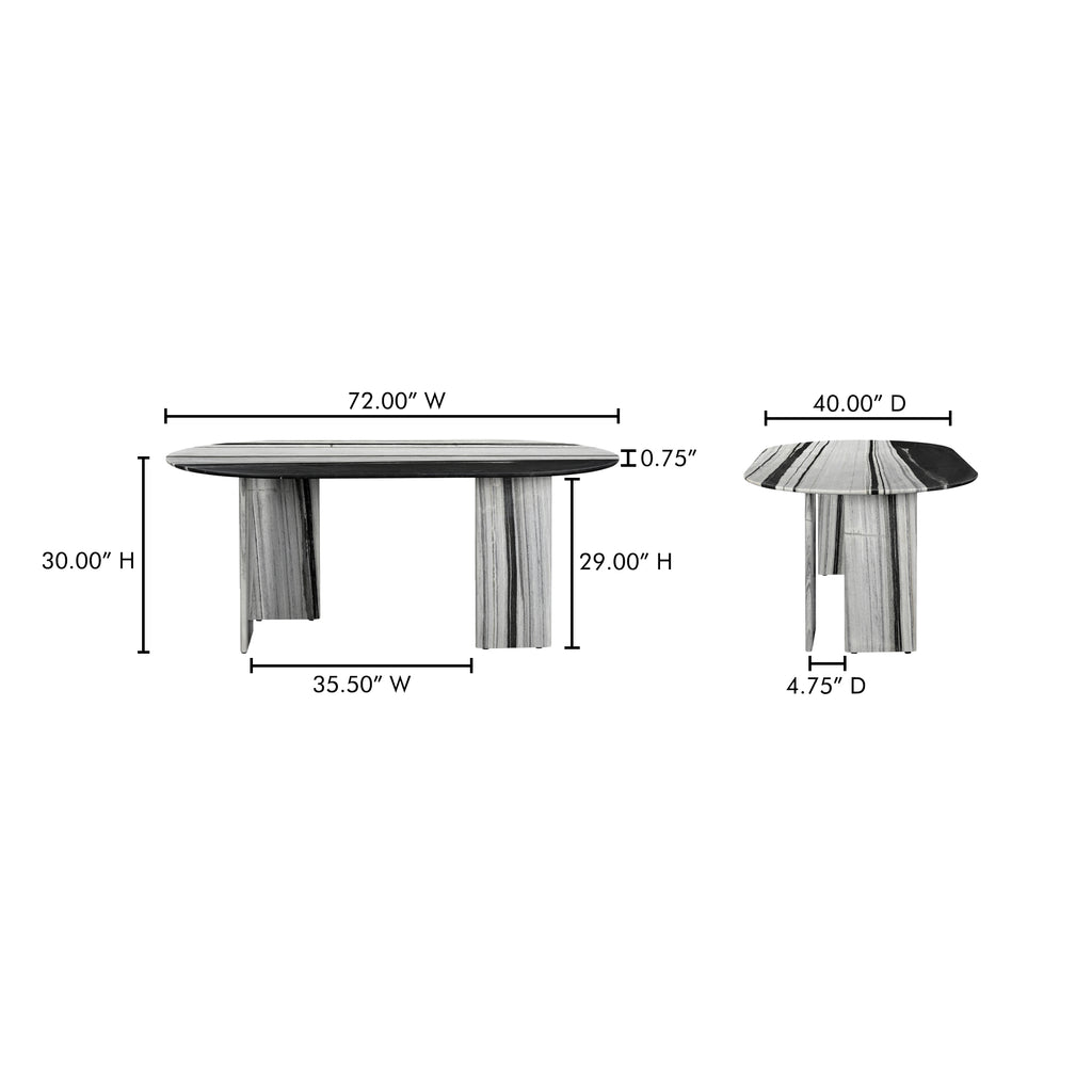 Celia Oval Dining Table Panda Marble - 1630Living