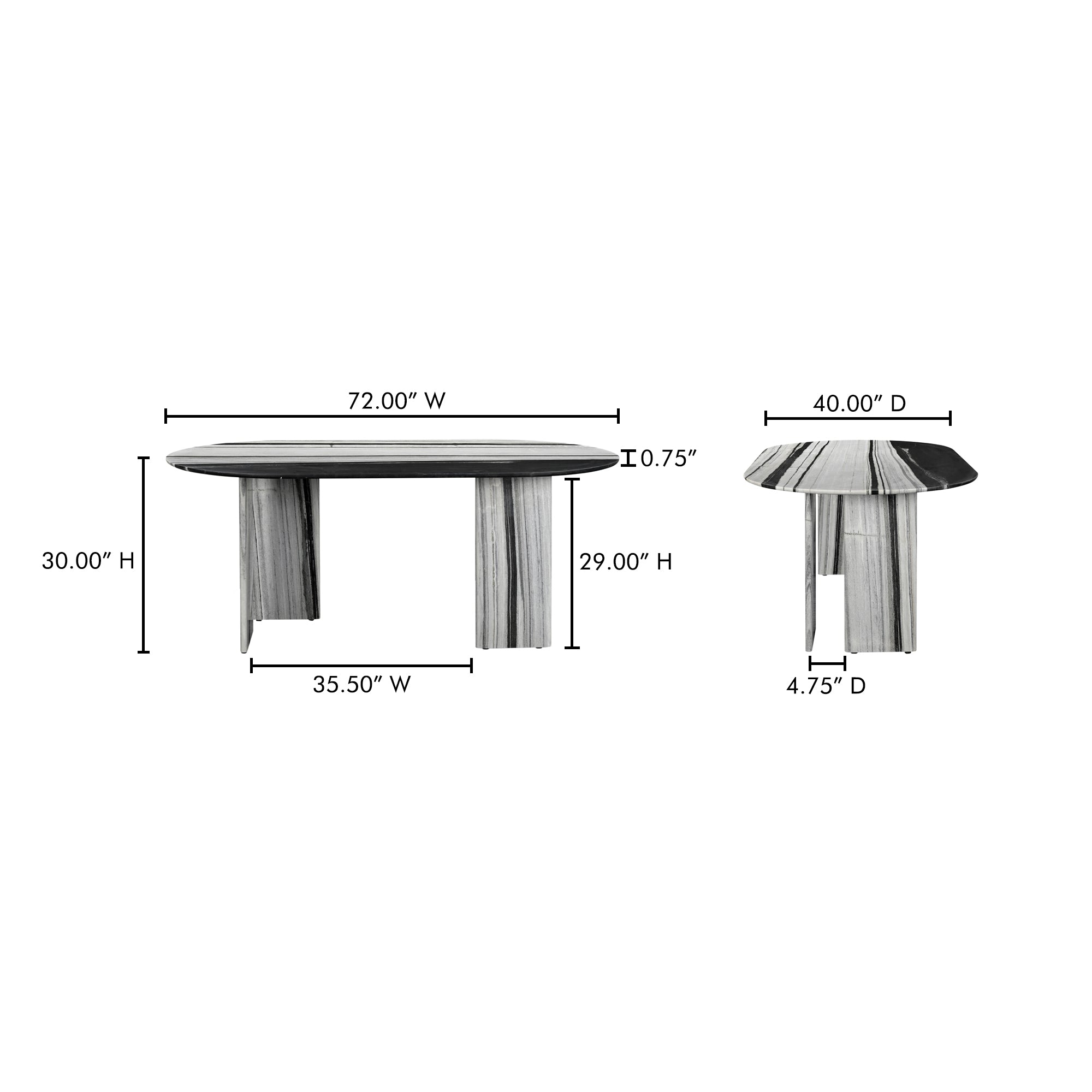 Celia Oval Dining Table Panda Marble - 1630Living