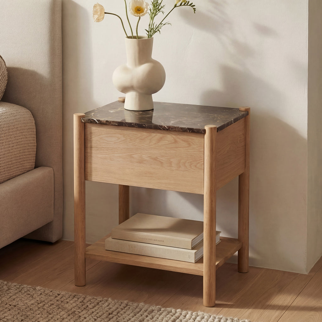 Elio Nightstand Dark Emperador Marble - 1630Living