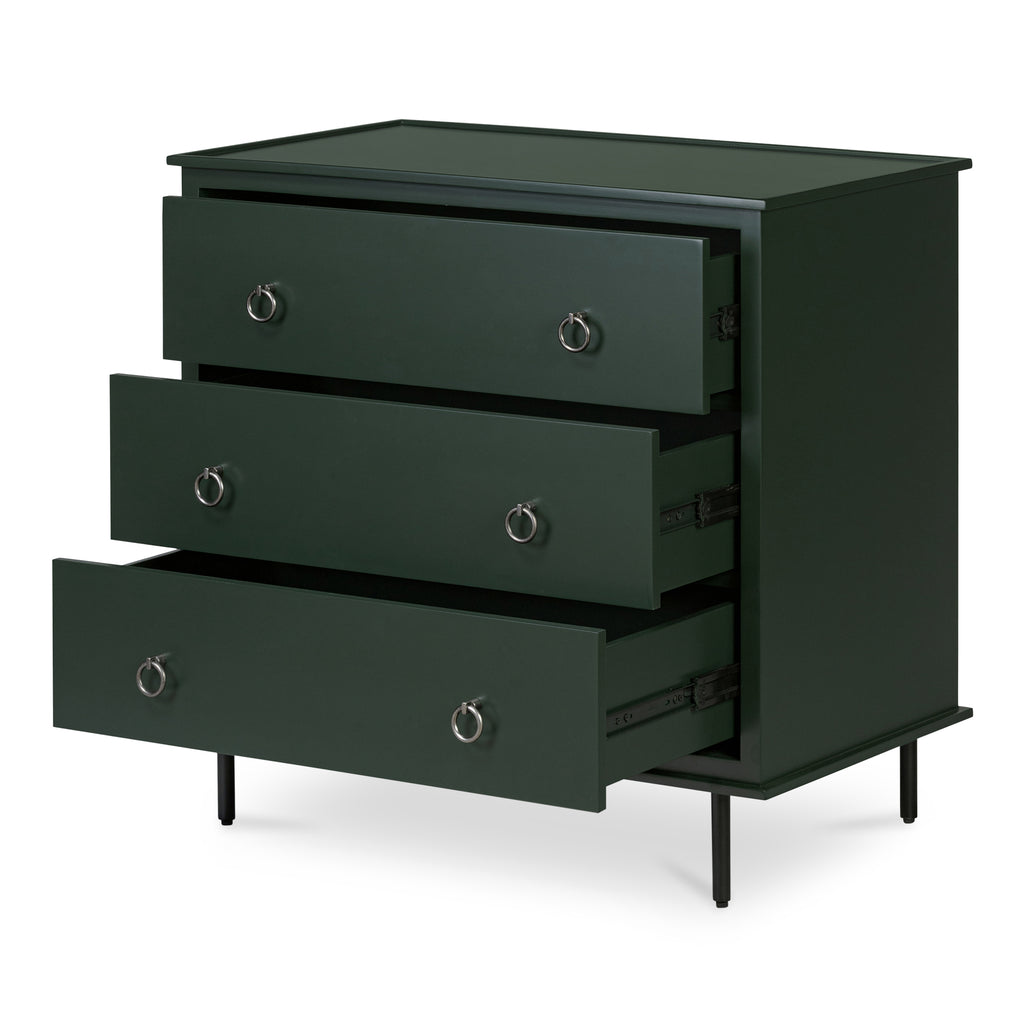 Reagan 3 Drawer Nightstand Deep Green - 1630Living