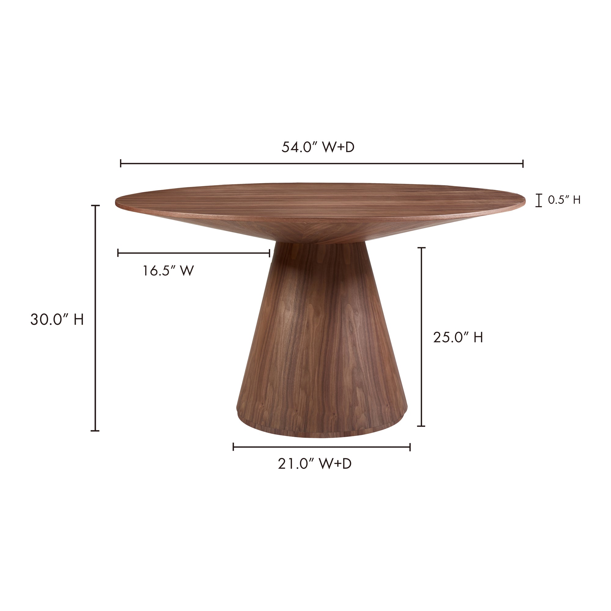 Otago Round 54In Dining Table Walnut Brown - 1630Living