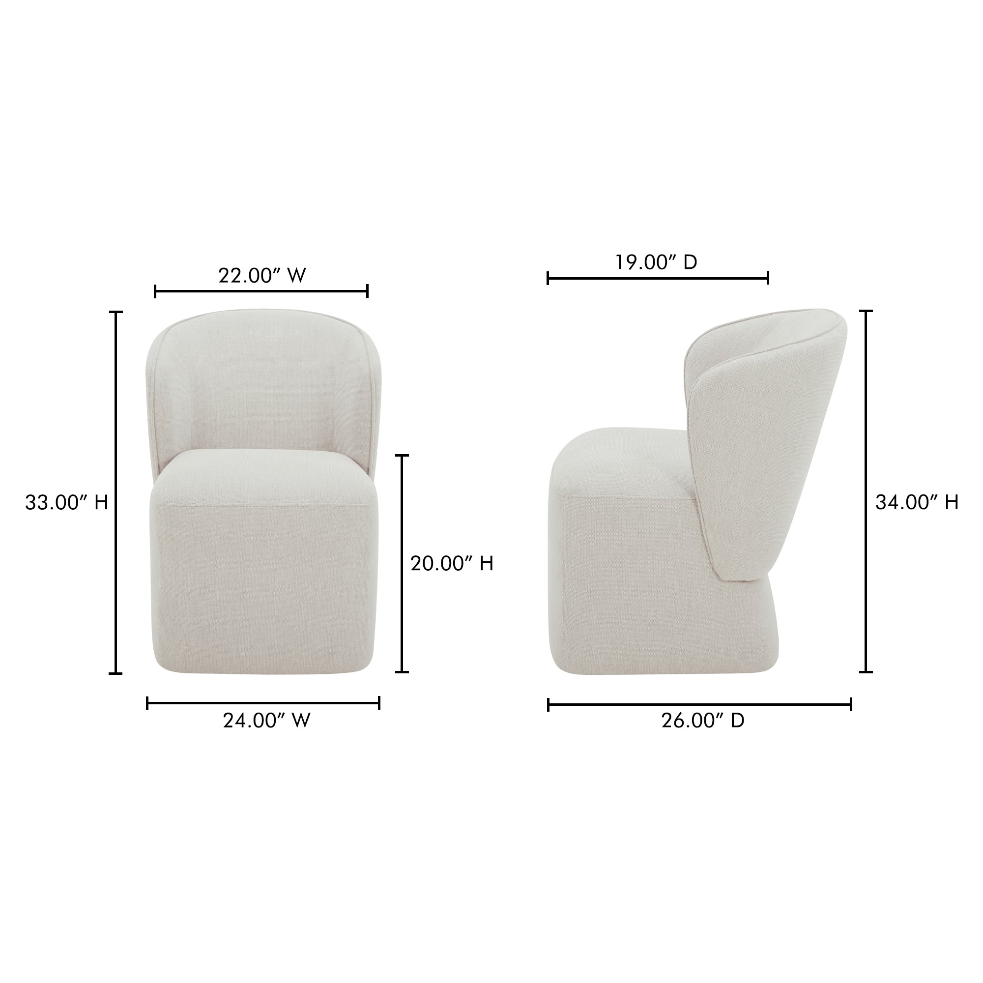 Larson Rolling Dining Chair Heather Grey - 1630Living
