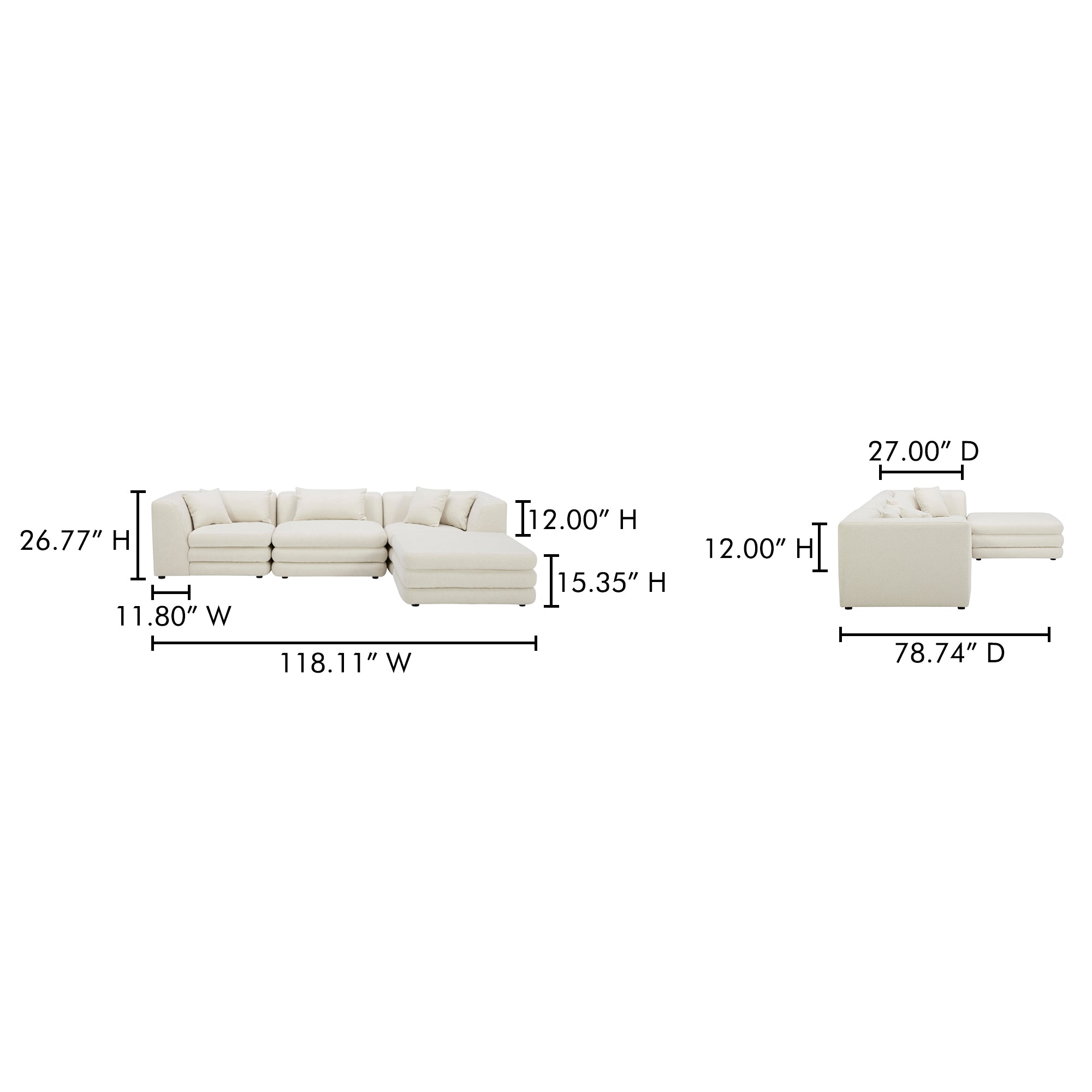 Lowtide Lounge Modular Sectional Warm White - 1630Living