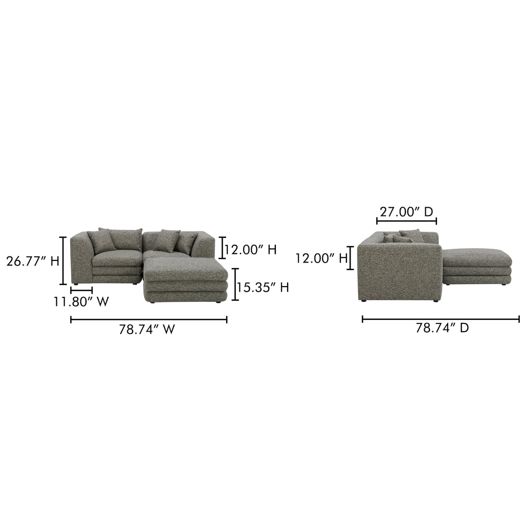 Lowtide Nook Modular Sectional Stone Tweed - 1630Living