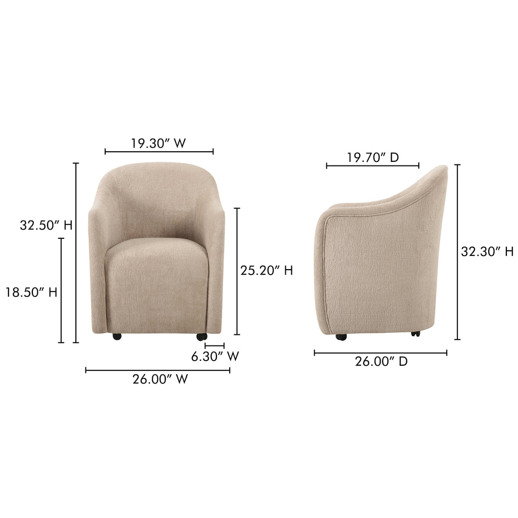 Drava Rolling Dining Chair Beige - 1630Living