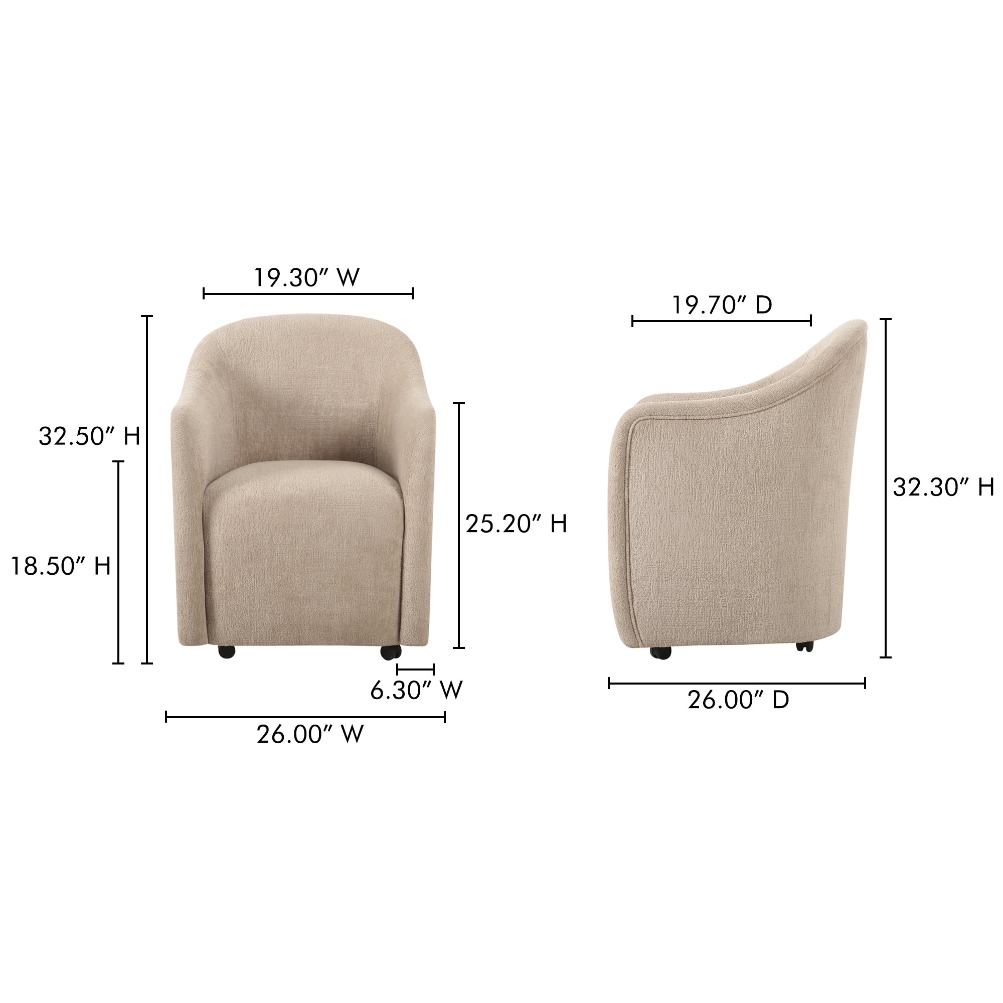 Drava Rolling Dining Chair Beige - 1630Living