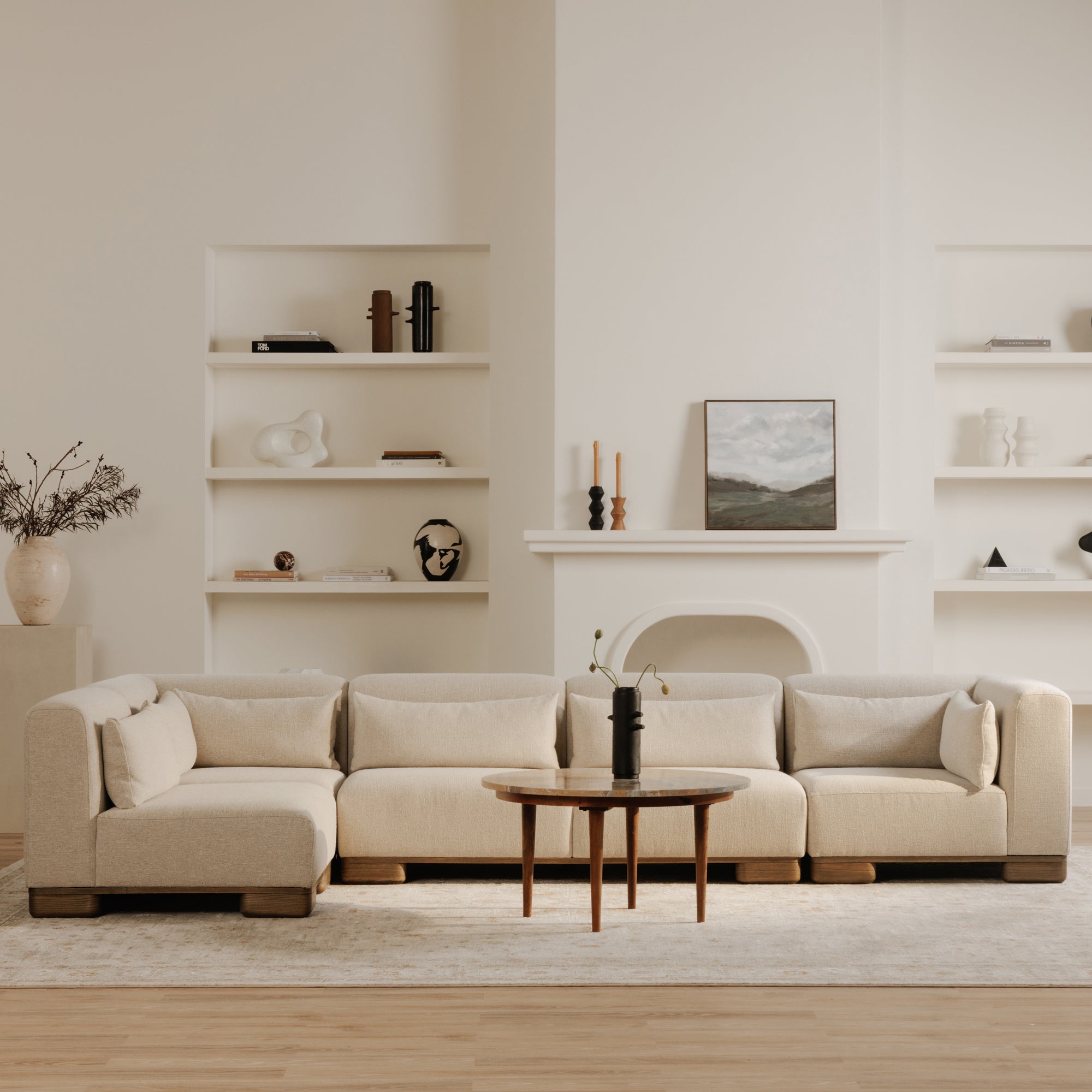 June Classic L - Shaped Modular Sectional Oatmeal - 1630Living