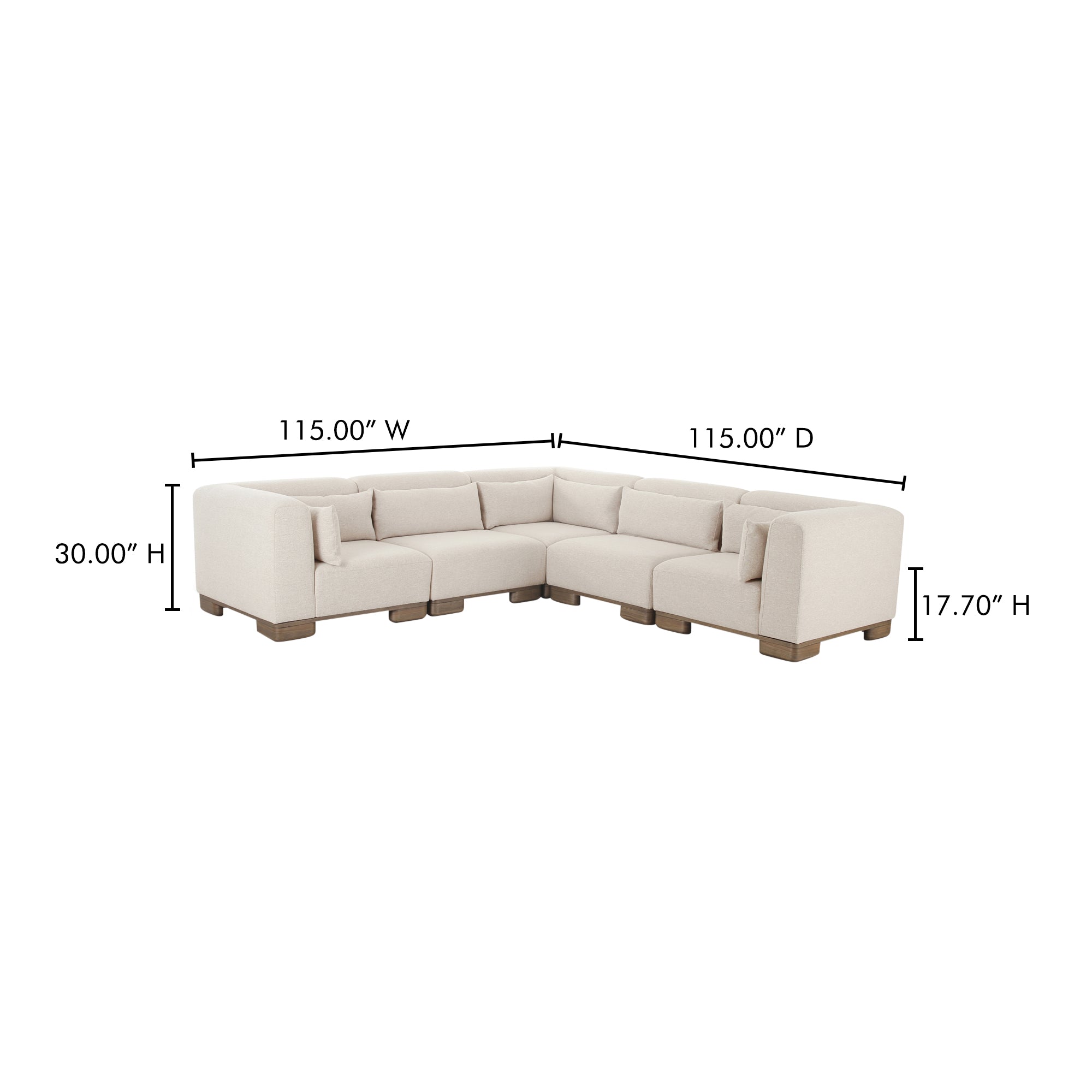June Classic L - Shaped Modular Sectional Oatmeal - 1630Living