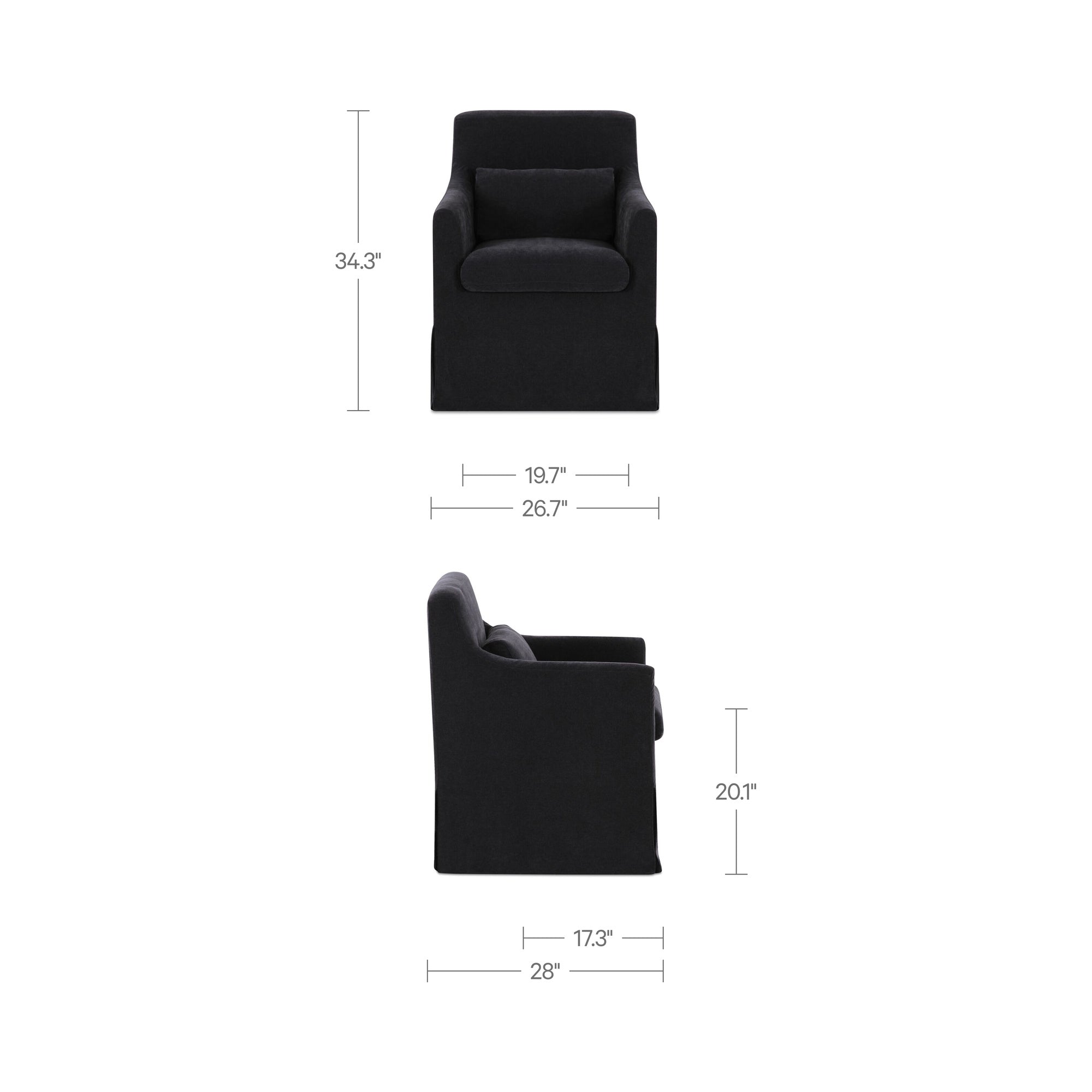 Lydia Slipcover Dining Chair Black - 1630Living