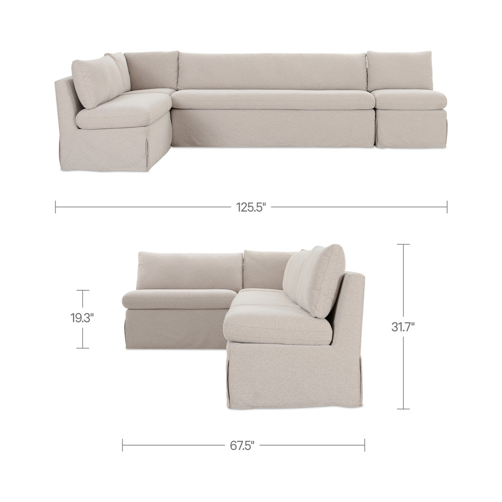 Fable Slipcover Dining Banquette L - Shape Beige 125.5 in. - 1630Living