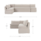 Fable Slipcover Dining Banquette L - Shape Beige 125.5 in. - 1630Living