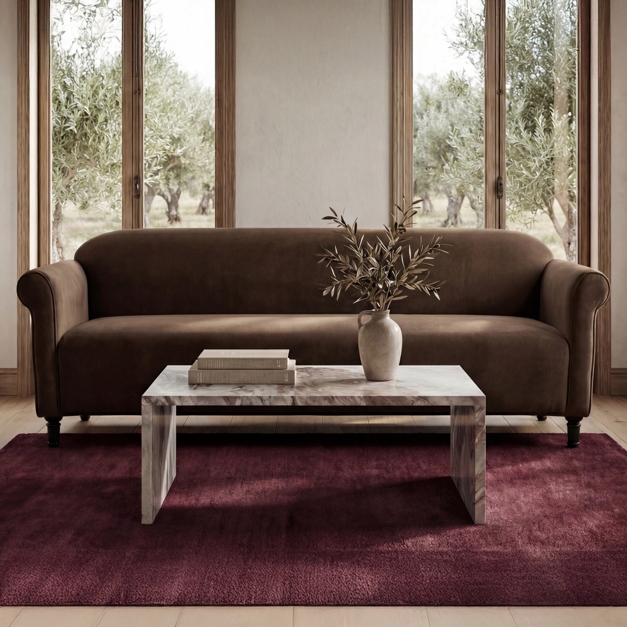 Harmony Sofa Dark Brown Faux Mohair - 1630Living
