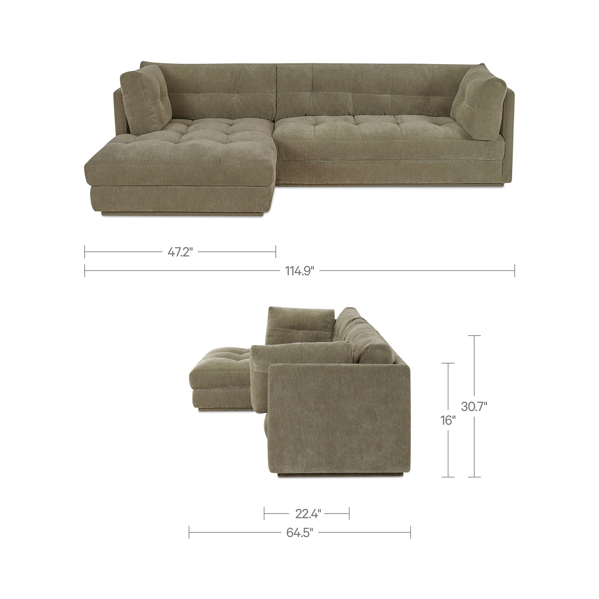 Mischa Left Sectional Sage Green - 1630Living
