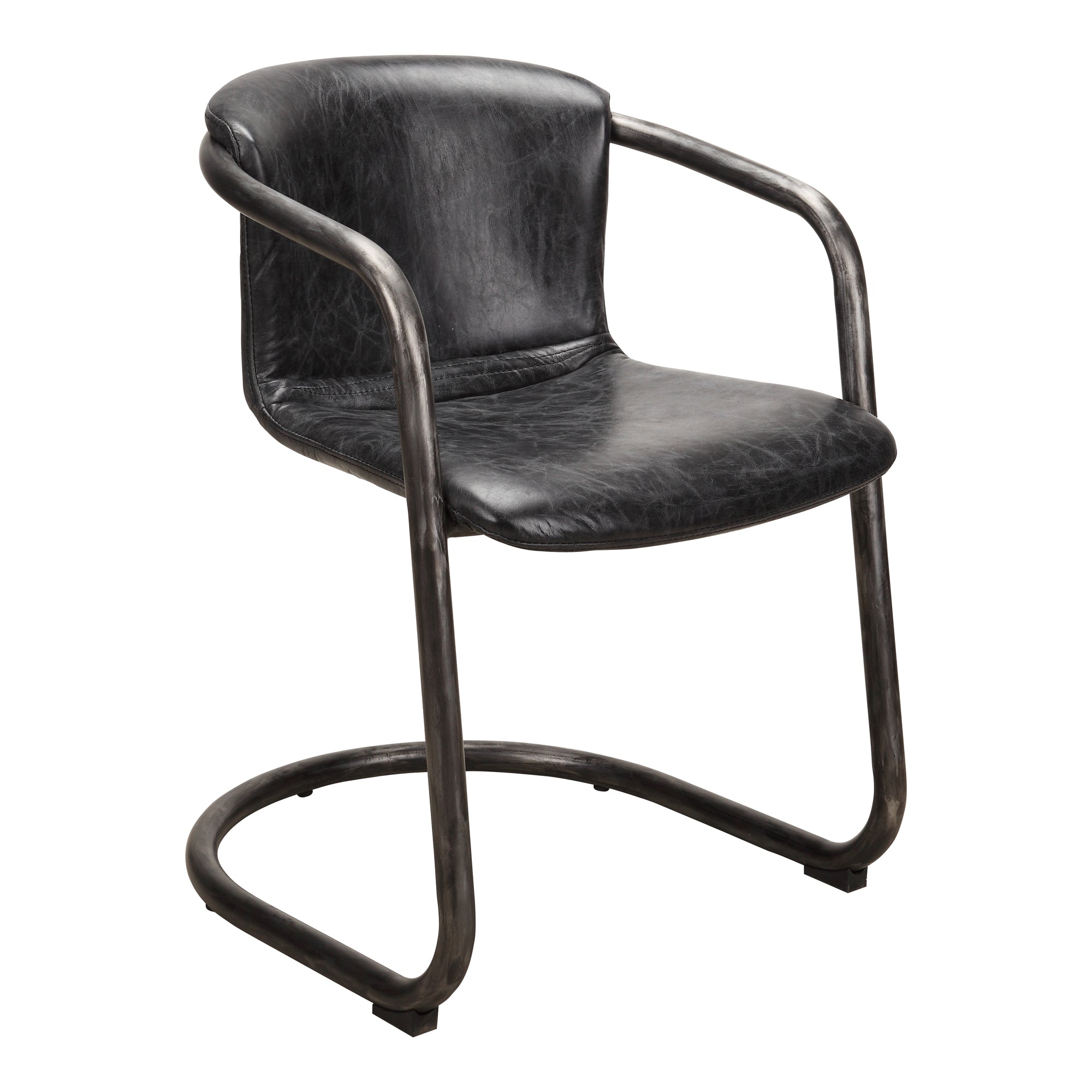 Freeman Dining Chair Onyx Black Leather - Set Of Two - 1630Living