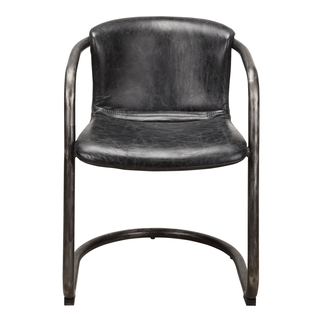 Freeman Dining Chair Onyx Black Leather - Set Of Two - 1630Living