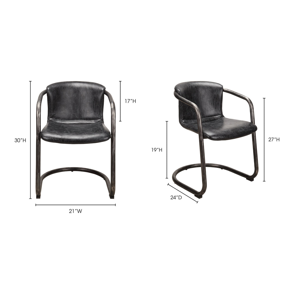 Freeman Dining Chair Onyx Black Leather - Set Of Two - 1630Living