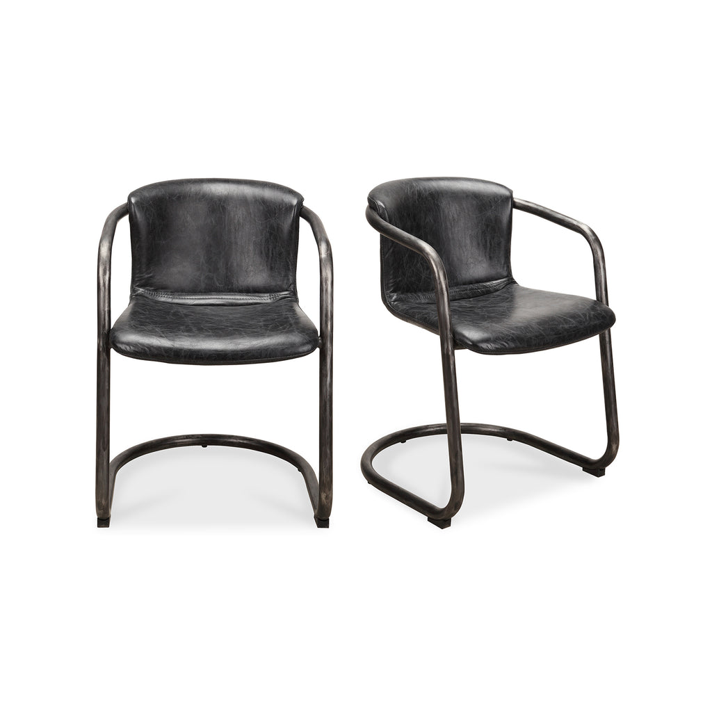 Freeman Dining Chair Onyx Black Leather - Set Of Two - 1630Living