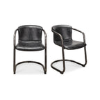 Freeman Dining Chair Onyx Black Leather - Set Of Two - 1630Living