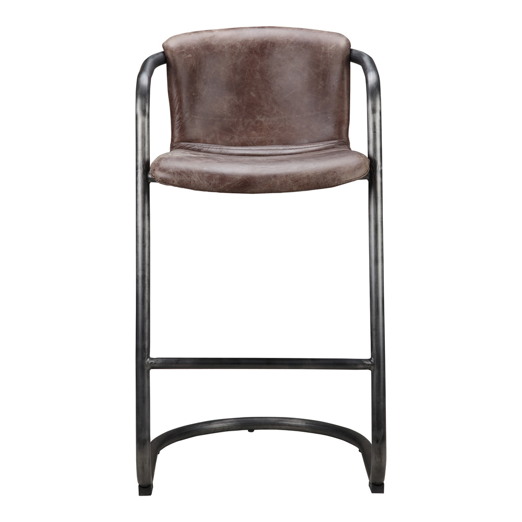 Freeman Barstool Grazed Brown Leather - Set Of Two - 1630Living