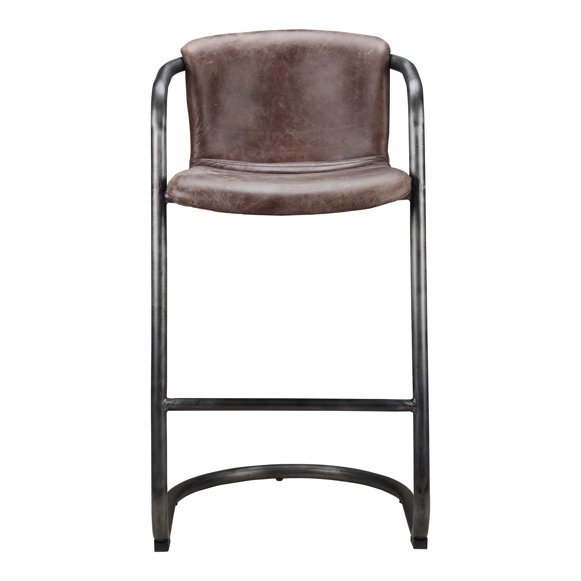Freeman Barstool Grazed Brown Leather - Set Of Two - 1630Living