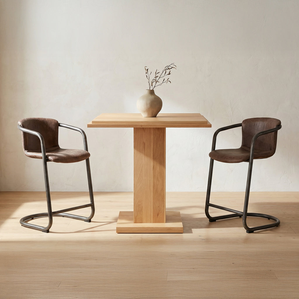 Freeman Barstool Grazed Brown Leather - Set Of Two - 1630Living