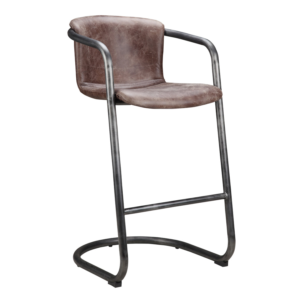 Freeman Barstool Grazed Brown Leather - Set Of Two - 1630Living