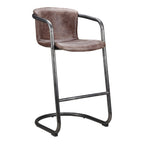 Freeman Barstool Grazed Brown Leather - Set Of Two - 1630Living